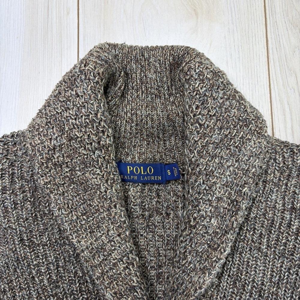 POLO RALPH LAUREN LINEN COTTON SHAWL COLLAR CARDIGAN KNIT SWEATER SZ SMALL - Picture 3 of 8